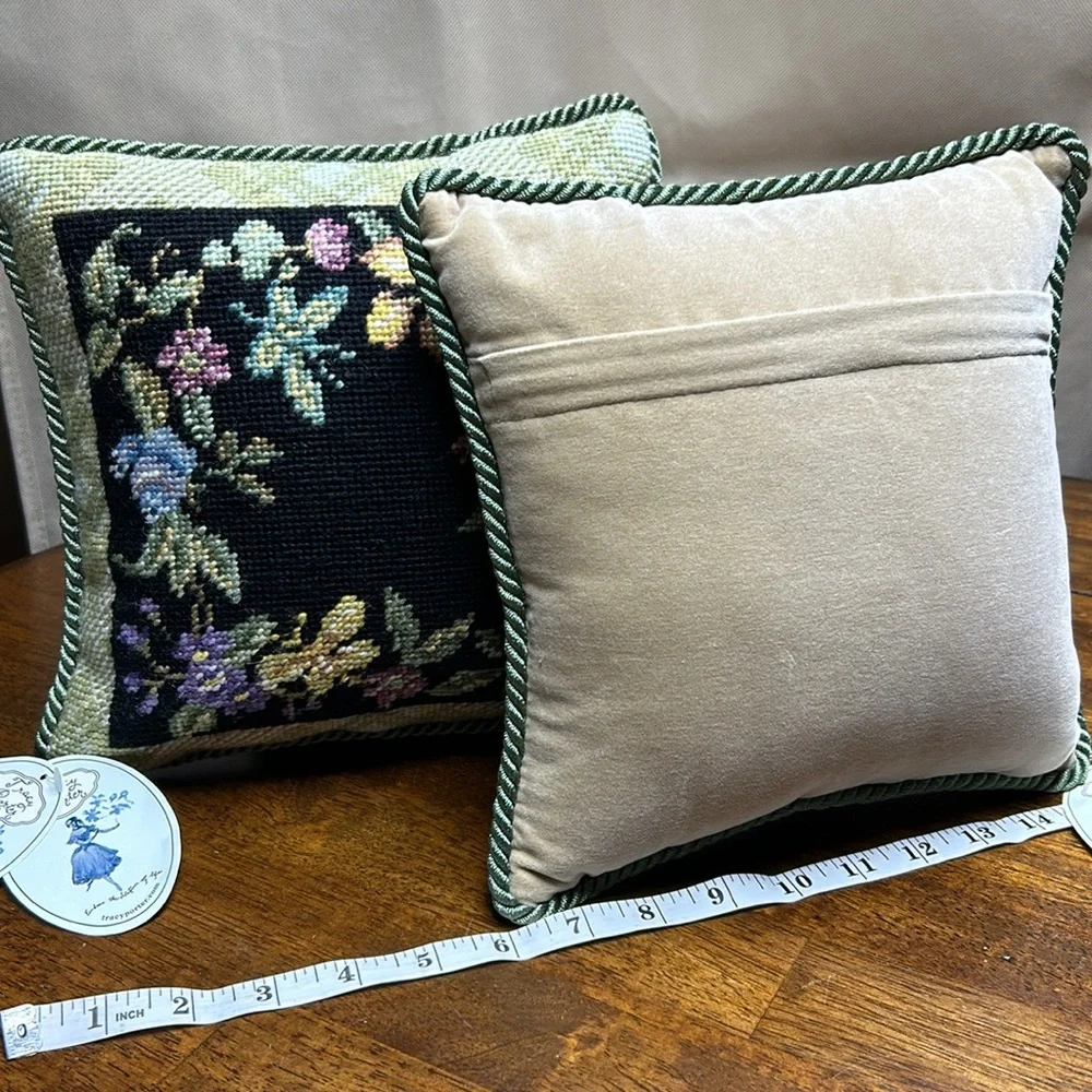 Grannycore accent pillows 11”x11” NWT embroidered butterflies floral print nwt